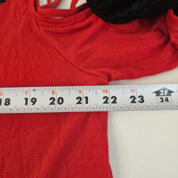 XXL Women Lace Off Shoulder Blouse T-Shirt Casual Top Red Black Pullover - Picture 10 of 12